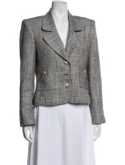 Pre-owned Saks Fifth Avenue Plaid Print Blazer In Multi