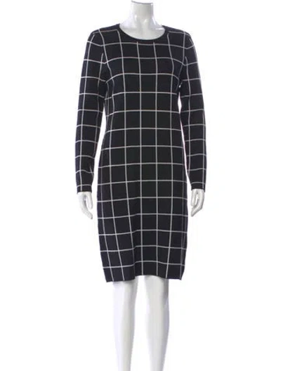 Pre-owned Saks Fifth Avenue Plaid Print Knee-length Dress W/ Tags In Black