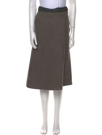 Pre-owned Saks Fifth Avenue Pleated Accents Midi Length Skirt In Gray