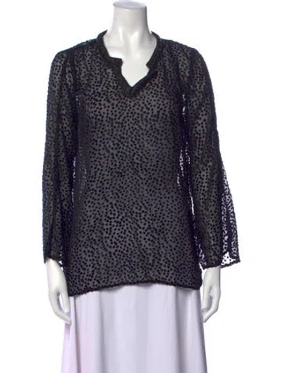 Pre-owned Saks Fifth Avenue Polka Dot Print V-neck Blouse In Multicolor