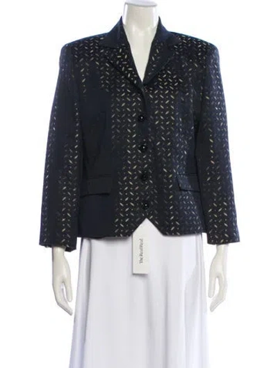 Pre-owned Saks Fifth Avenue Printed Blazer In Blue
