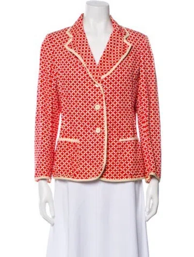 Pre-owned Saks Fifth Avenue Printed Blazer In Red