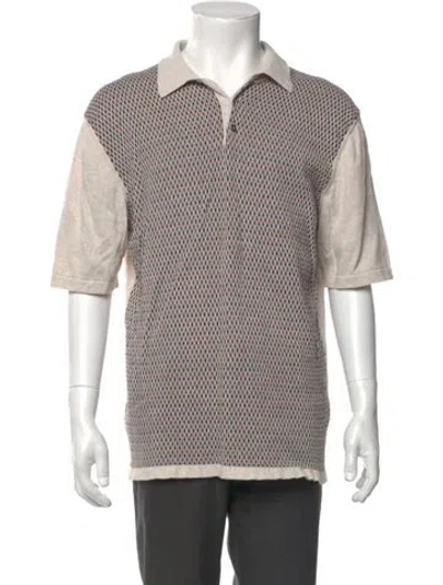 Pre-owned Saks Fifth Avenue Printed Collar Polo Shirt In Multi