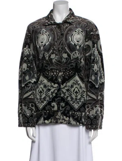 Pre-owned Saks Fifth Avenue Printed Jacket In Black