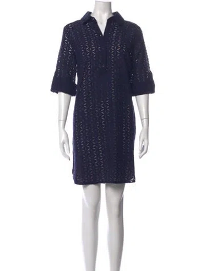 Pre-owned Saks Fifth Avenue Printed Mini Dress In Blue