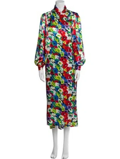 Pre-owned Saks Fifth Avenue Printed Ruffle Embellishment Robe In Red