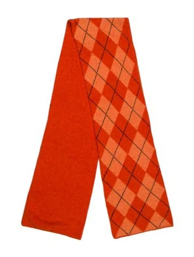 Pre-owned Saks Fifth Avenue Printed Scarf In Orange