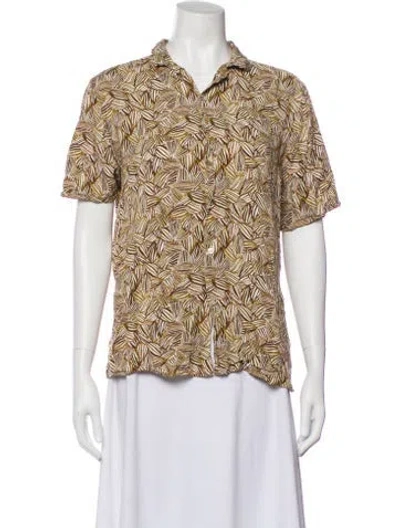 Pre-owned Saks Fifth Avenue Printed Short Sleeve Blouse In Multi