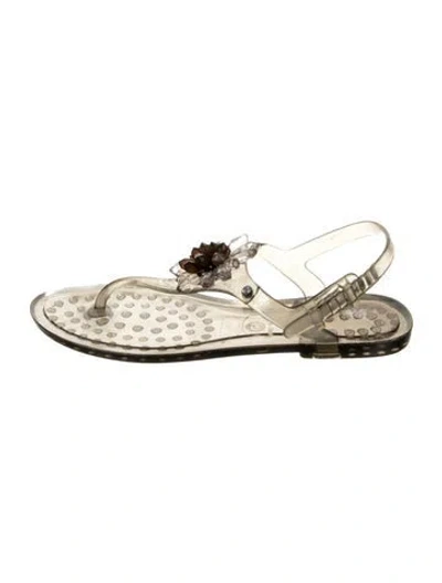 Pre-owned Saks Fifth Avenue Pvc Slingback Sandals In Gold