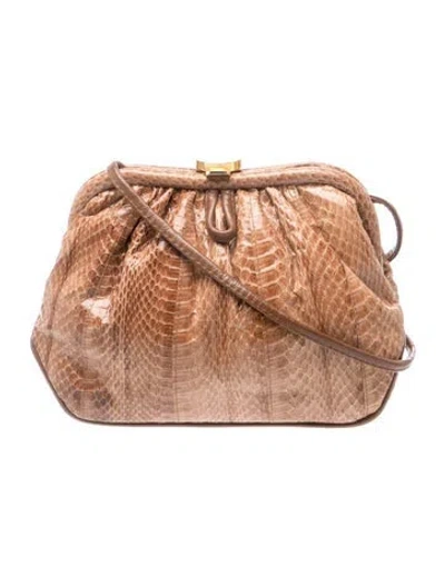 Pre-owned Saks Fifth Avenue Python Evening Bag In Brown/neutrals
