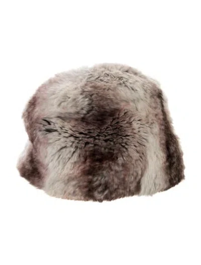 Pre-owned Saks Fifth Avenue Rex Rabbit Fur Pillbox Cap In Neutral