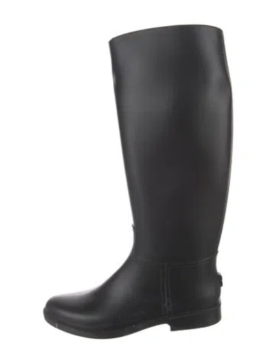 Pre-owned Saks Fifth Avenue Rubber Riding Boots In Black