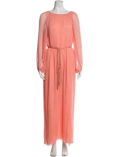 Pre-owned Saks Fifth Avenue Scoop Neck Long Dress In Orange