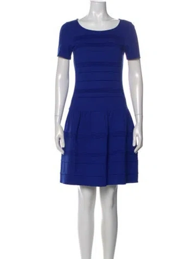 Pre-owned Saks Fifth Avenue Scoop Neck Mini Dress In Blue