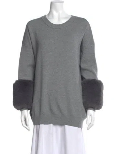Pre-owned Saks Fifth Avenue Scoop Neck Sweater In Gray