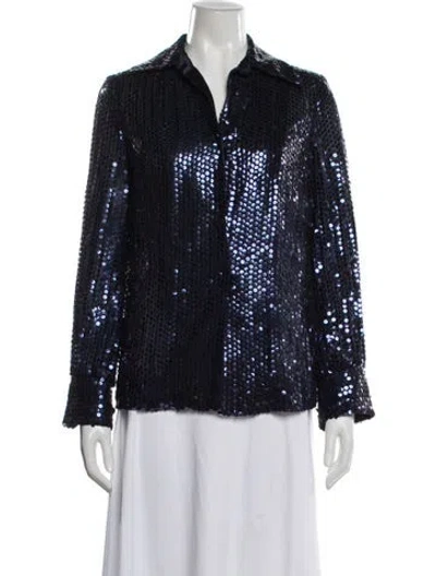 Pre-owned Saks Fifth Avenue Sequin Jacket In Blue