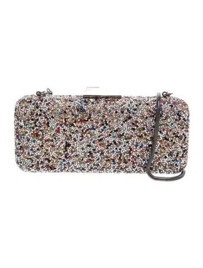 Pre-owned Saks Fifth Avenue Sequins Minaudière In Silver