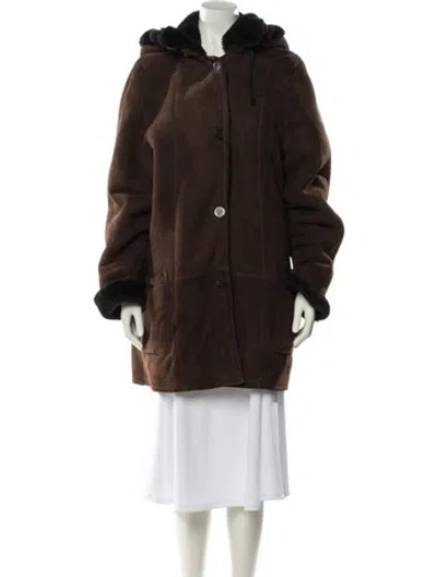Pre-owned Saks Fifth Avenue Shearling Fur Coat In Brown