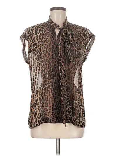 Pre-owned Saks Fifth Avenue Short Sleeve Blouse In Brown