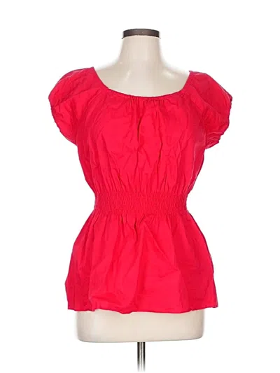 Pre-owned Saks Fifth Avenue Short Sleeve Blouse In Red