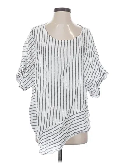 Pre-owned Saks Fifth Avenue Short Sleeve Blouse In Silver