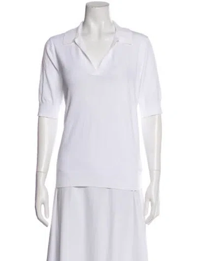Pre-owned Saks Fifth Avenue Short Sleeve Polo In White