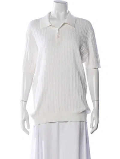Pre-owned Saks Fifth Avenue Short Sleeve Polo In White