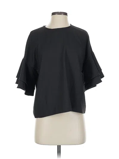 Pre-owned Saks Fifth Avenue Short Sleeve Top Black Mock Neckline Tops