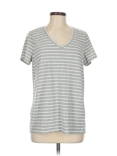 Pre-owned Saks Fifth Avenue Short Sleeve Top Gray V Neck Tops