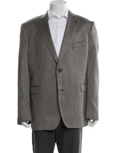 Pre-owned Saks Fifth Avenue Silk Blazer In Gray