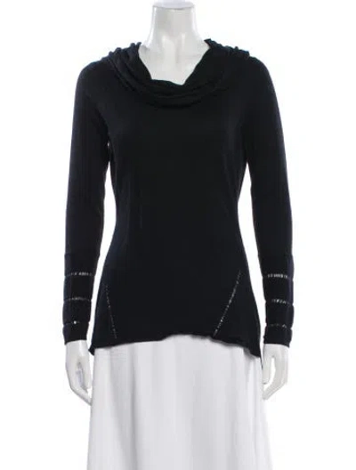 Pre-owned Saks Fifth Avenue Silk Cowl Neck Sweater In Black