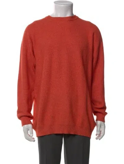 Pre-owned Saks Fifth Avenue Silk Crew Neck Pullover In Orange