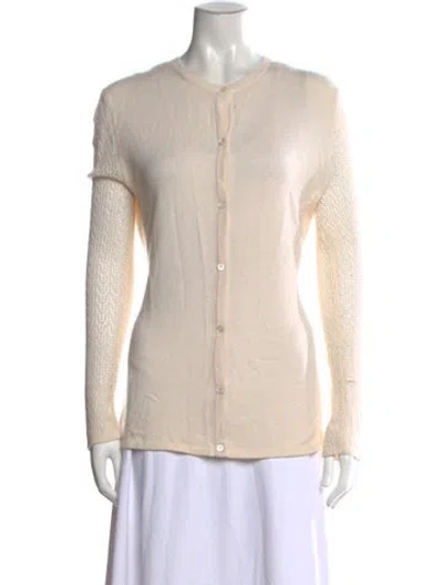 Pre-owned Saks Fifth Avenue Silk Crew Neck Sweater In Neutral