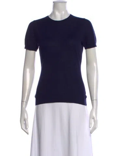 Pre-owned Saks Fifth Avenue Silk Crew Neck T-shirt In Blue