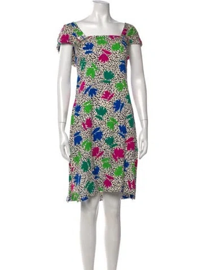 Pre-owned Saks Fifth Avenue Silk Floral Print Dress In Multi
