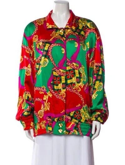 Pre-owned Saks Fifth Avenue Silk Floral Print Evening Jacket In Multi