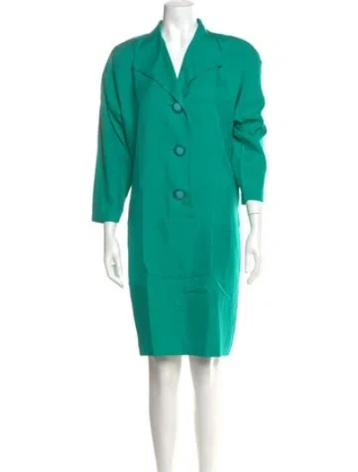 Pre-owned Saks Fifth Avenue Silk Knee-length Dress In Green