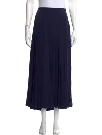 Pre-owned Saks Fifth Avenue Silk Long Skirt In Blue