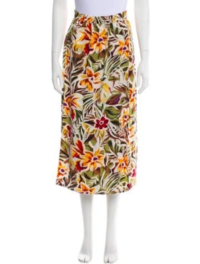 Pre-owned Saks Fifth Avenue Silk Midi Length Skirt In Multi
