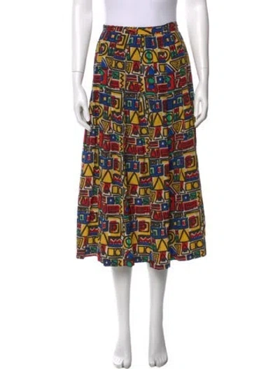 Pre-owned Saks Fifth Avenue Silk Midi Length Skirt In Multi