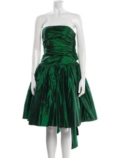 Pre-owned Saks Fifth Avenue Silk Mini Dress In Green