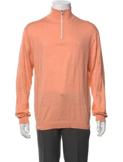 Pre-owned Saks Fifth Avenue Silk Mock Neck Pullover In Pink