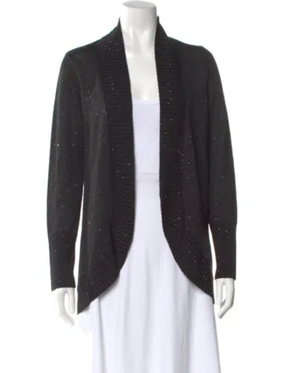 Pre-owned Saks Fifth Avenue Silk Open Front Sweater In Black