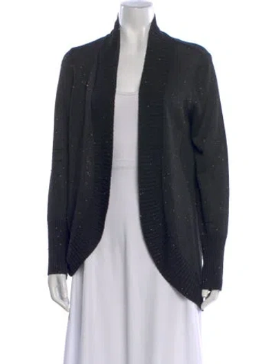 Pre-owned Saks Fifth Avenue Silk Open Front Sweater In Black