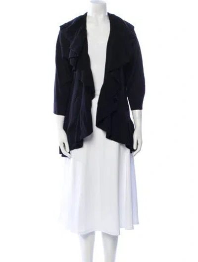 Pre-owned Saks Fifth Avenue Silk Open Front Sweater In Blue