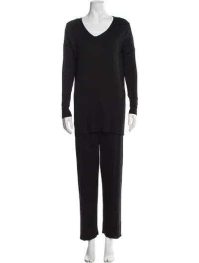 Pre-owned Saks Fifth Avenue Silk Pant Set In Black
