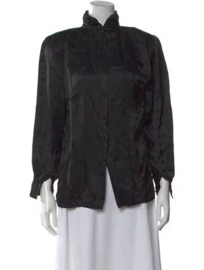 Pre-owned Saks Fifth Avenue Silk Patterned Blouse In Black