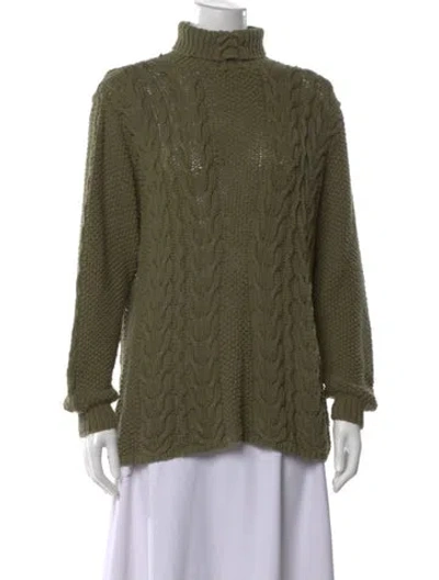 Pre-owned Saks Fifth Avenue Silk Patterned Sweater In Green