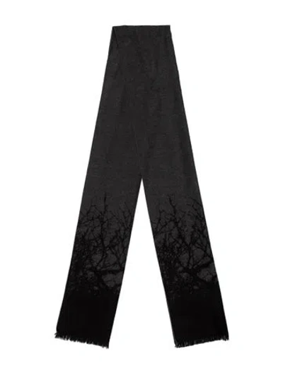 Pre-owned Saks Fifth Avenue Silk Printed Scarf In Black