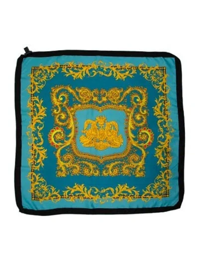 Pre-owned Saks Fifth Avenue Silk Printed Scarf In Blue